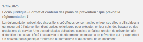 FOCUS SUR LES PLANS DE PREVENTION