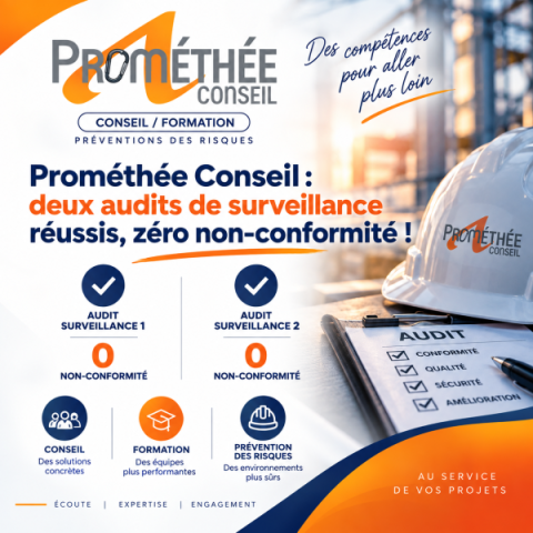 Prométhée Conseil : deux audits de surveillance réussis, zéro non-conformité !